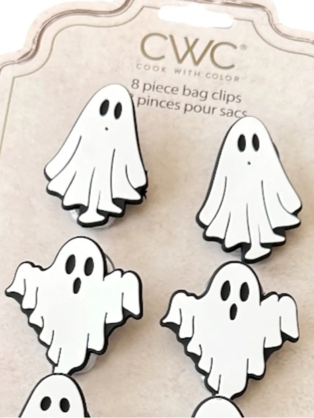 New CWC Cute HALLOWEEN GHOST DESIGN BAG CLIPS Set/8 With Magnetic Back
